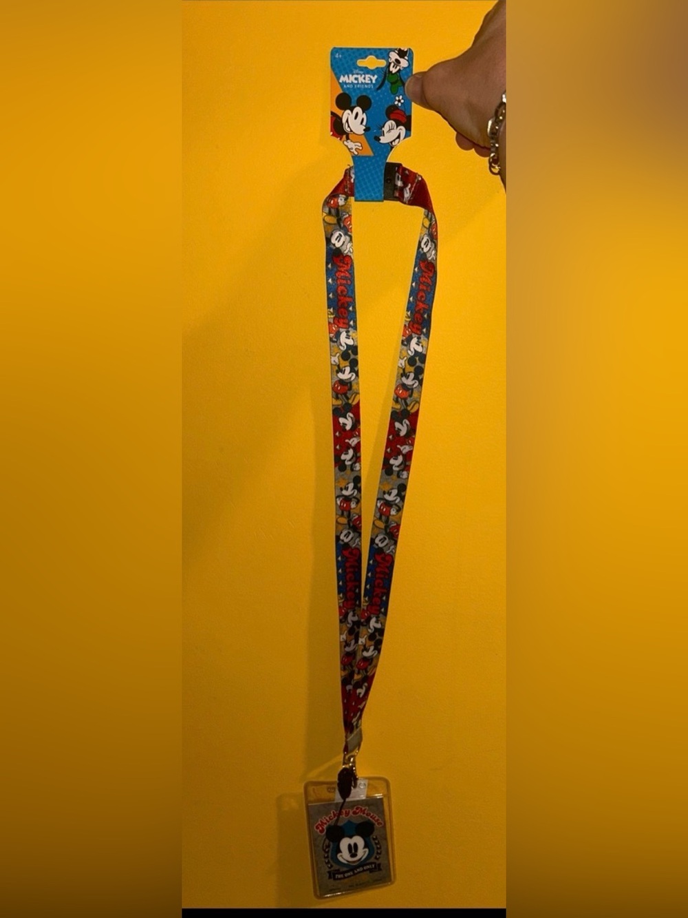 Disney Mickey Mouse Red and Blue Lanyard with Clear ID Holder. NWT